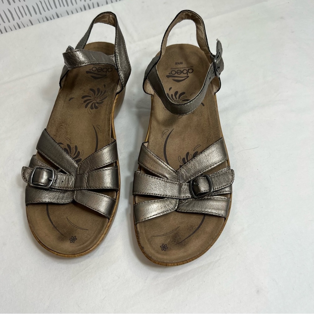 Abeo pewter silver metallic sandals size 8 - Picture 3 of 7